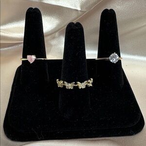 3 PC Set - NEW Pretty Bird Real Yellow Gold Plated Rings Size 9